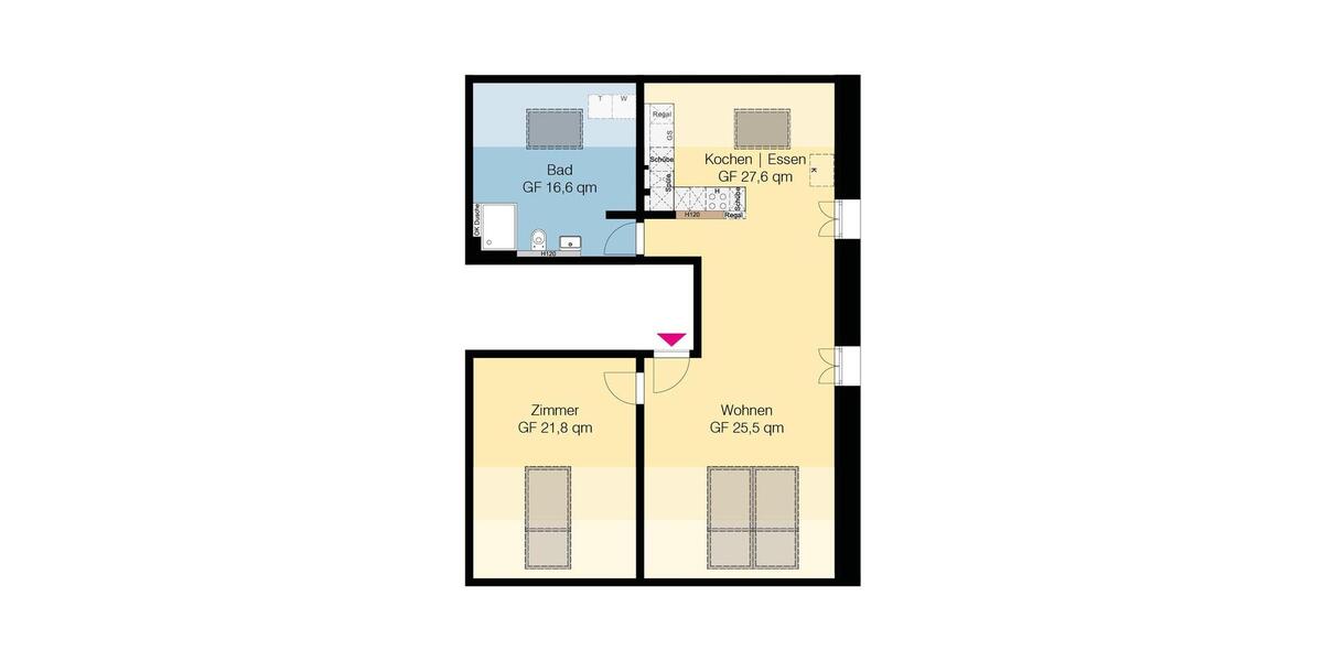 Dachgeschoßwohnung Wolfsburg Ehmen - 2 Zimmer, 69 m&sup2;, 856&euro; | Angebot:24585181