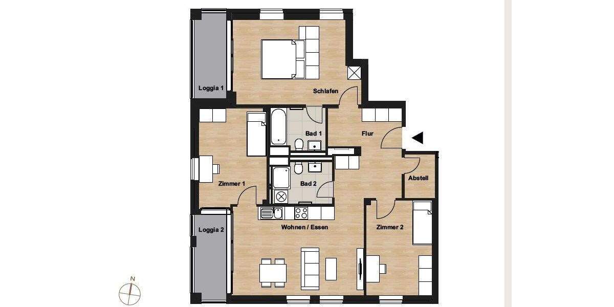 Etagenwohnung Wolfsburg Hellwinkel - 4 Zimmer, 104 m&sup2;, 1.404&euro; | Angebot:24497661