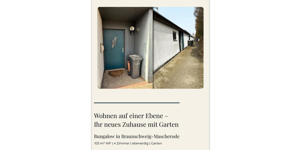 Bungalow Braunschweig Südstadt- Rautheim- Mascherode - 4 Zimmer, 103 m&sup2;, 320.000&euro; | Angebot:26194715