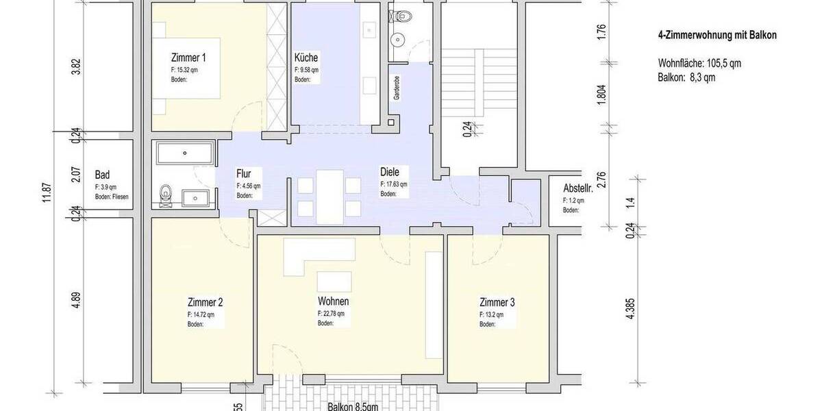 Etagenwohnung Peine - Kernstadt Nord Kernstadt Nord - 4 Zimmer, 109 m&sup2;, 190.000&euro; | Angebot:25969911