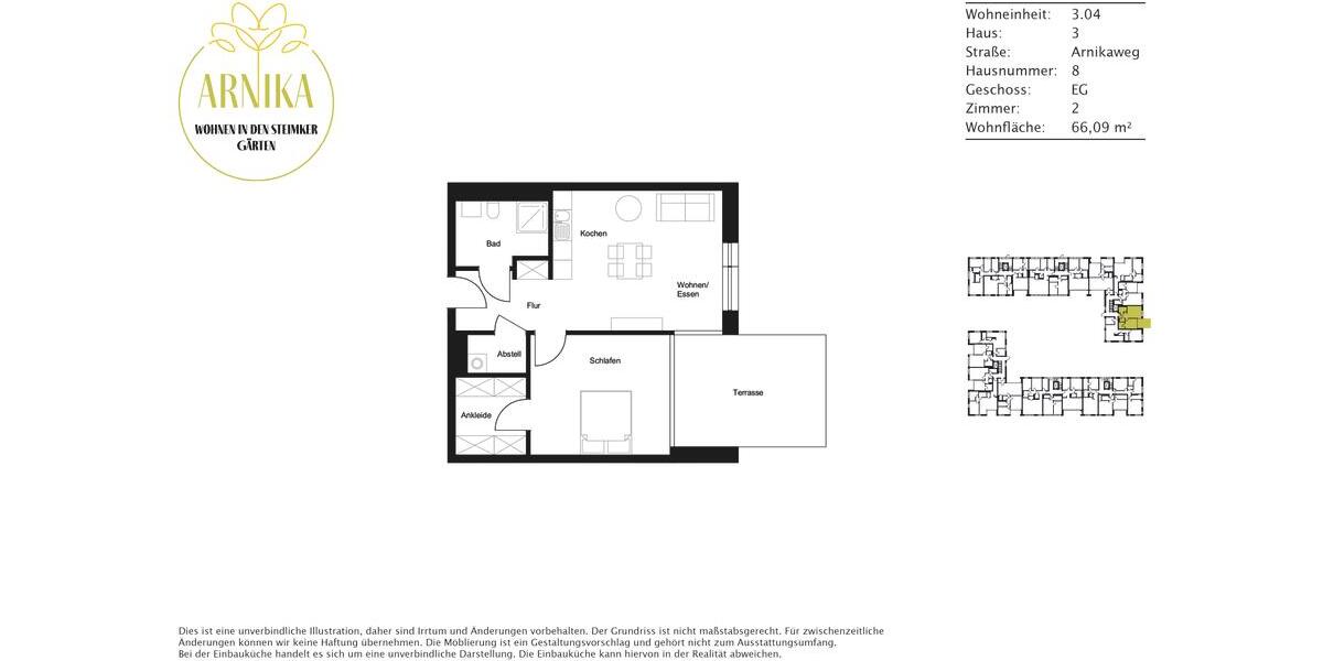 Erdgeschoßwohnung Wolfsburg Almke - 2 Zimmer, 66 m&sup2;, 730&euro; | Angebot:24247197