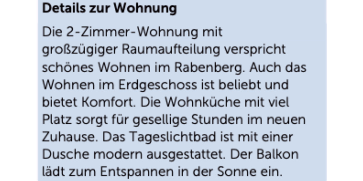 Erdgeschoßwohnung Wolfsburg Detmerode - 2.5 Zimmer, 65 m&sup2;, 600&euro; | Angebot:24482297