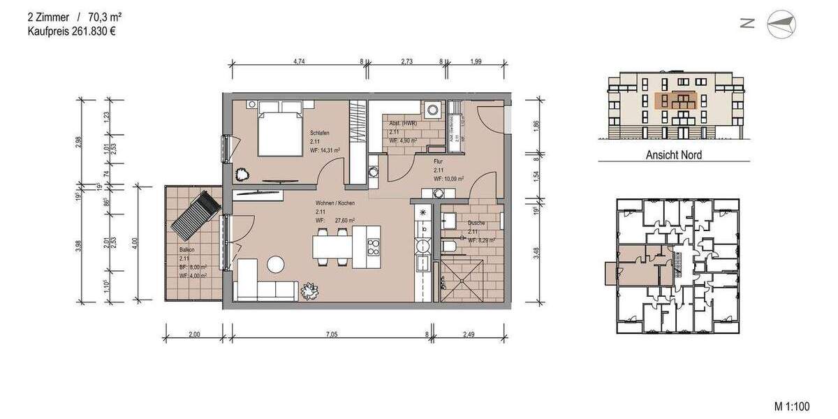Etagenwohnung Sickte Niedersickte - 3 Zimmer, 95 m&sup2;, 365.350&euro; | Angebot:25747825
