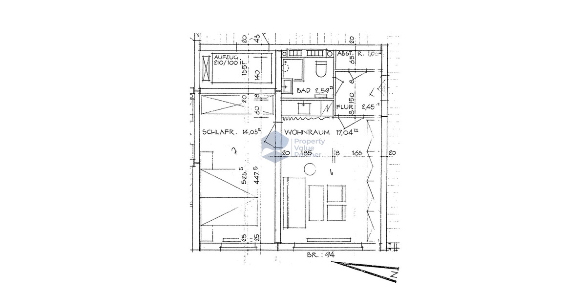 Etagenwohnung Wolfsburg Rabenberg - 2 Zimmer, 37 m&sup2;, 405&euro; | Angebot:25733820
