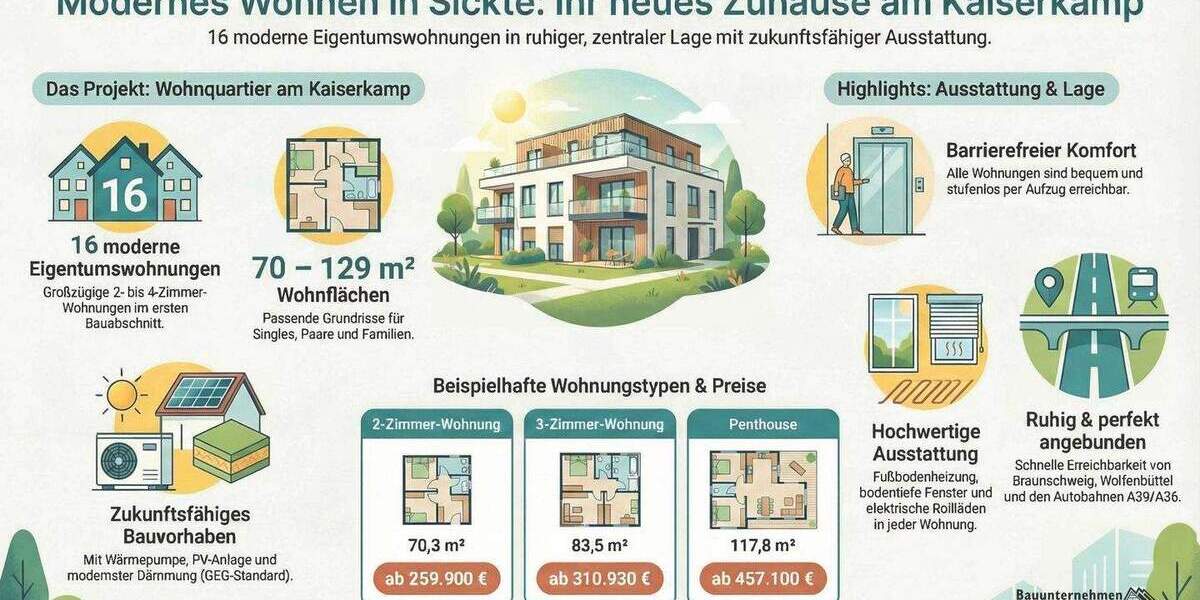 Etagenwohnung Sickte Niedersickte - 2 Zimmer, 70 m&sup2;, 259.900&euro; | Angebot:24212143