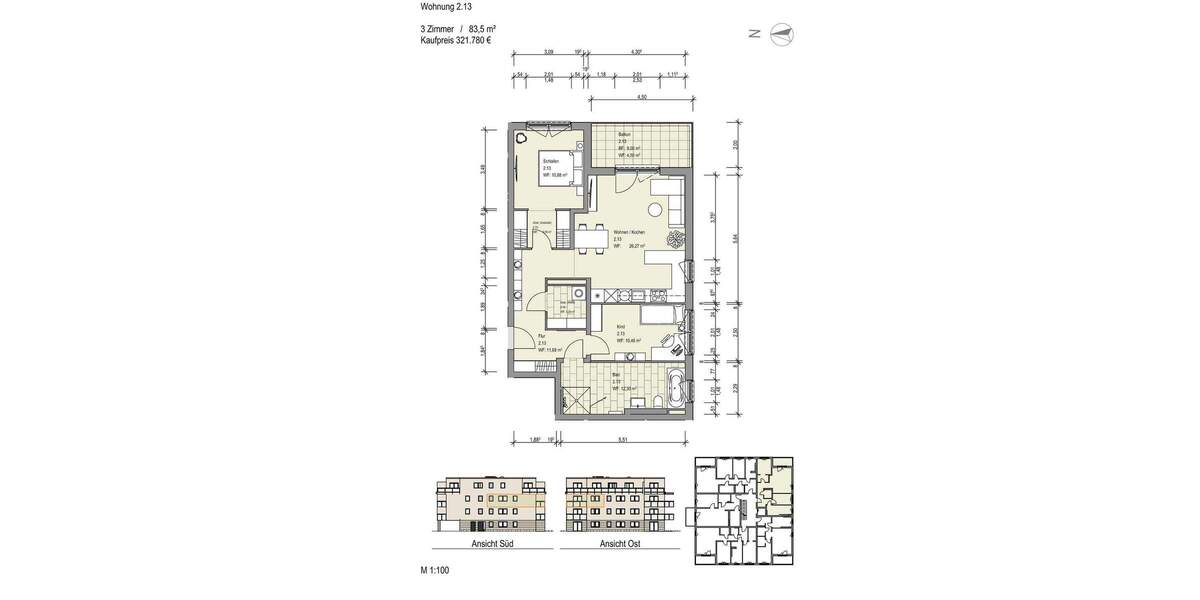 Etagenwohnung Sickte Niedersickte - 3 Zimmer, 95 m&sup2;, 365.350&euro; | Angebot:25822072