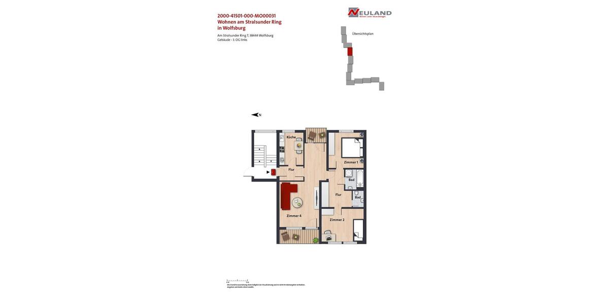 Etagenwohnung Wolfsburg Detmerode - 3 Zimmer, 79 m&sup2;, 563&euro; | Angebot:26176038