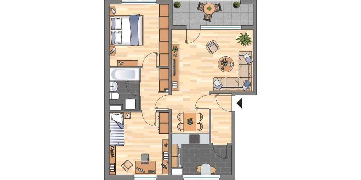 Etagenwohnung Wolfsburg Alt-Wolfsburg - 3 Zimmer, 70 m&sup2;, 513&euro; | Angebot:26676421
