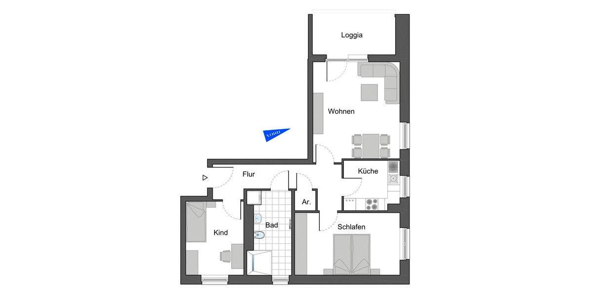 Erdgeschoßwohnung Wolfsburg Almke - 3 Zimmer, 74 m&sup2;, 555&euro; | Angebot:26435570