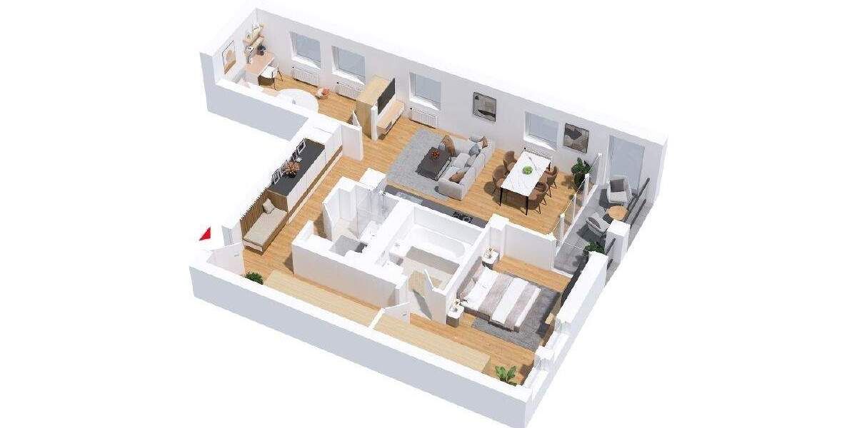 Etagenwohnung Wolfsburg Hellwinkel - 3 Zimmer, 88 m&sup2;, 1.135&euro; | Angebot:25563719