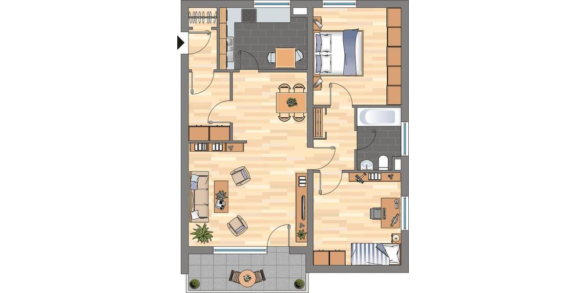 Etagenwohnung Braunschweig Timmerlah-Geitelde-Stiddien - 3 Zimmer, 80 m&sup2;, 639&euro; | Angebot:25993839