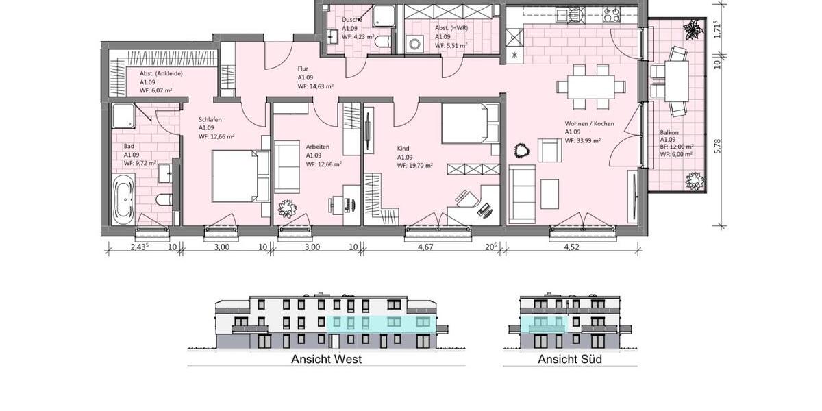 Etagenwohnung Sassenburg - 4 Zimmer, 125 m&sup2;, 1.330&euro; | Angebot:24440085
