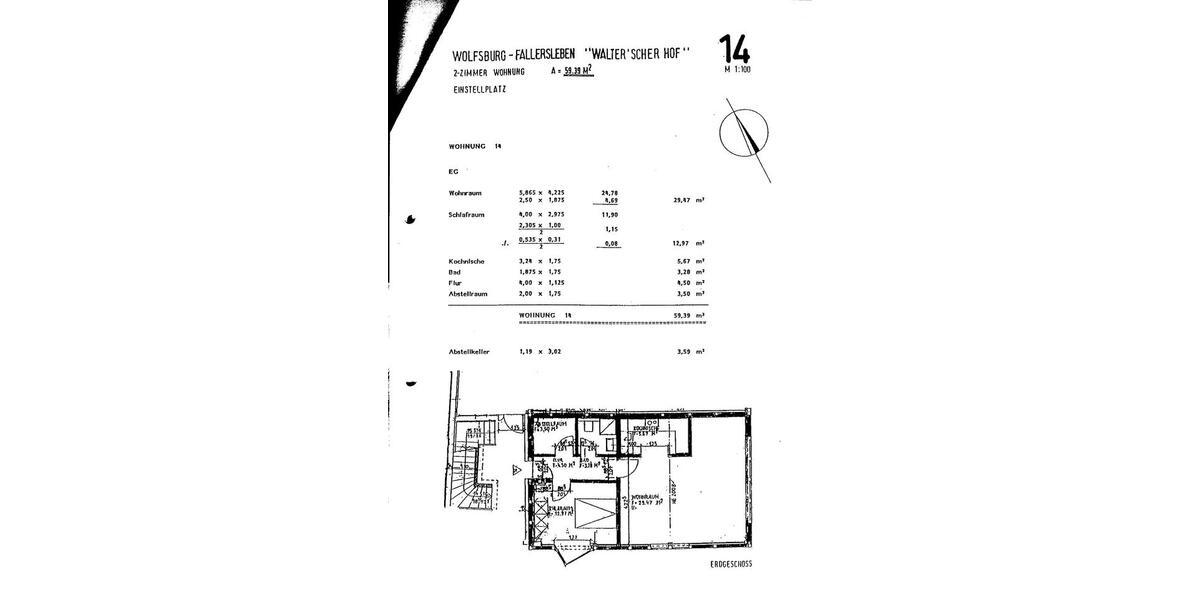 Erdgeschoßwohnung Wolfsburg Ehmen - 2 Zimmer, 60 m&sup2;, 145.000&euro; | Angebot:26705575