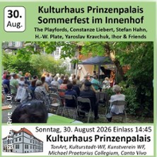Sommerfest Kulturhaus Prinzenpalais 30.08.2026 Innenhof Prinzenpalais, Wolfenbüttel