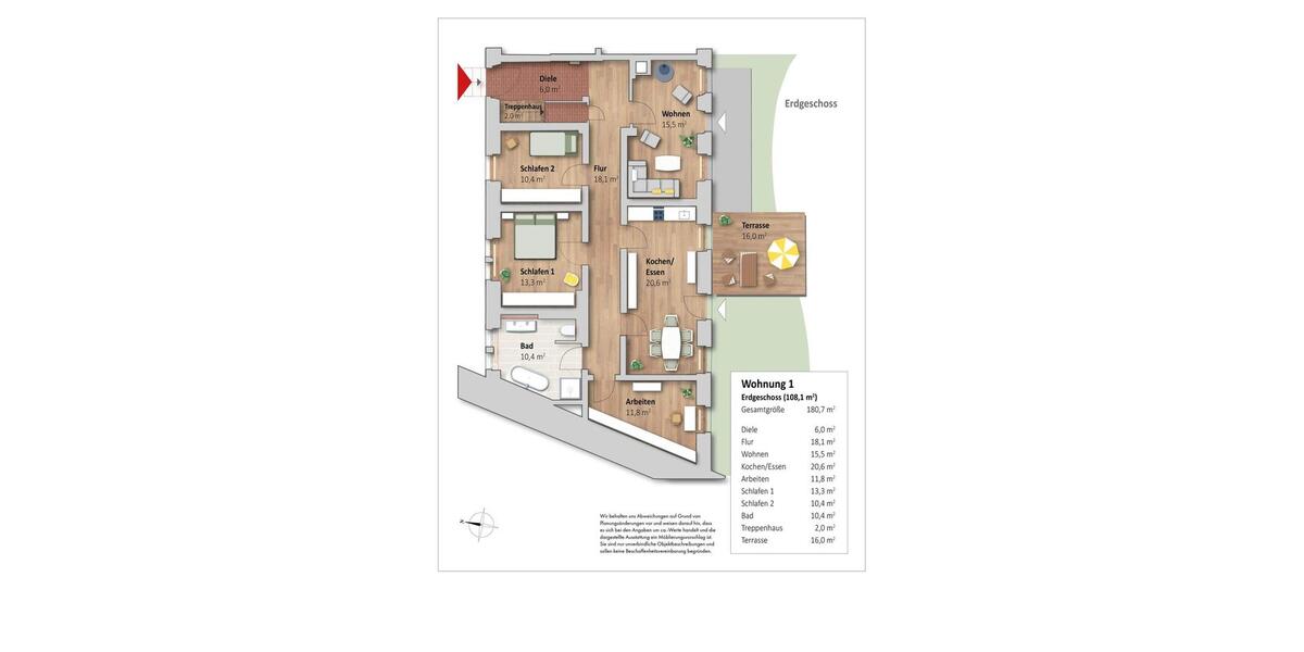 Reihenhaus Sickte - 6 Zimmer, 180 m&sup2;, 1.980&euro; | Angebot:26237752