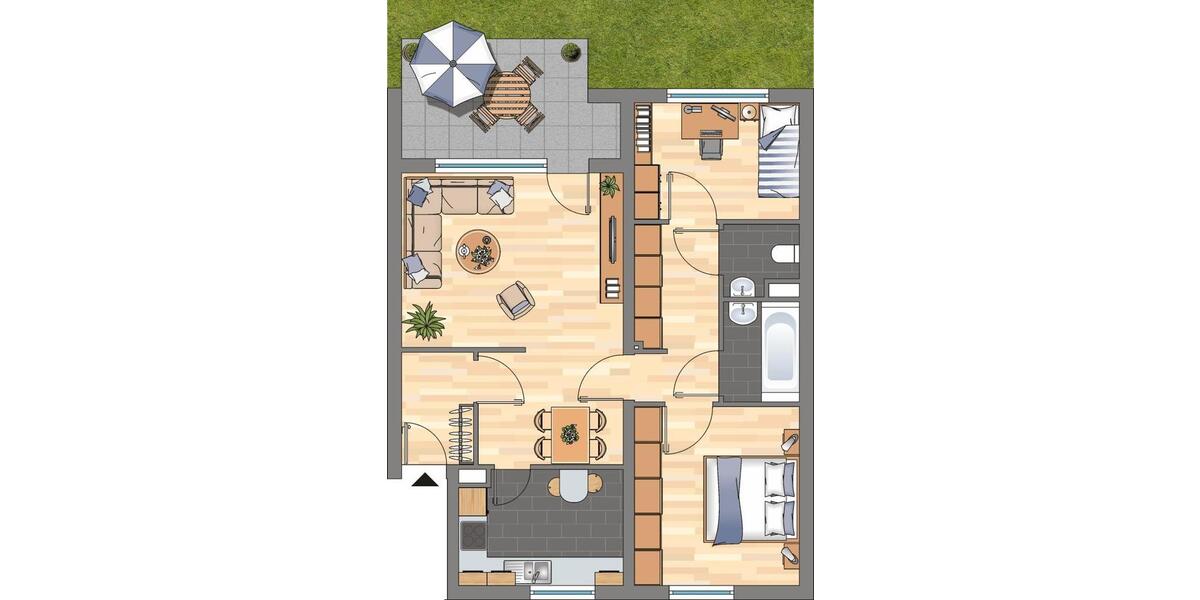 Erdgeschoßwohnung Braunschweig Timmerlah-Geitelde-Stiddien - 3 Zimmer, 73 m&sup2;, 639&euro; | Angebot:25984470