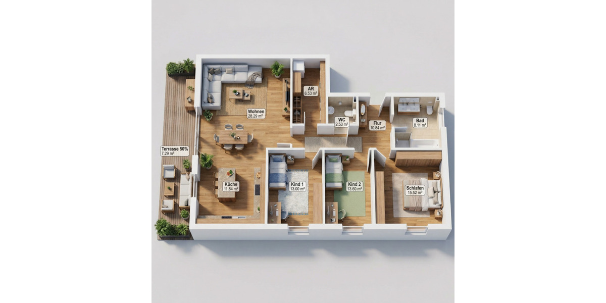 Erdgeschoßwohnung Braunschweig Südstadt- Rautheim- Mascherode - 4 Zimmer, 122 m&sup2;, 1.630&euro; | Angebot:25871181