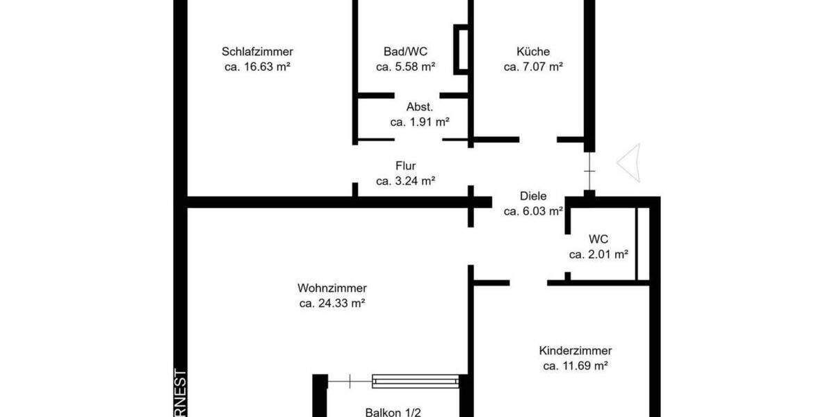 Etagenwohnung Braunschweig Weststadt - 3 Zimmer, 81 m&sup2;, 189.000&euro; | Angebot:26106468