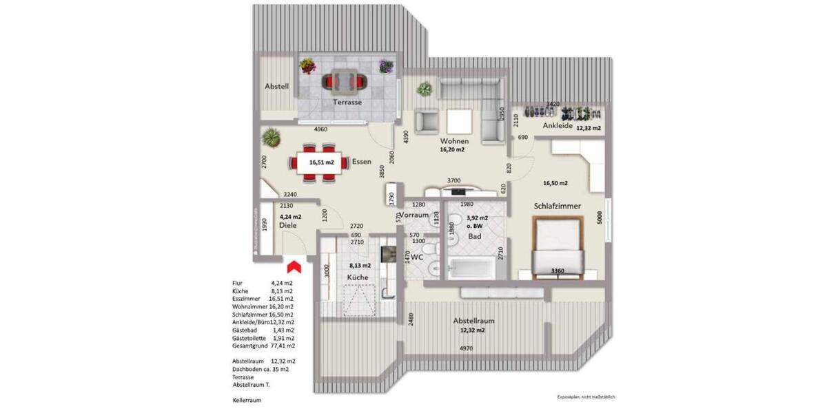 Dachgeschoßwohnung Wolfsburg Detmerode - 2.5 Zimmer, 74 m&sup2;, 650&euro; | Angebot:26679205