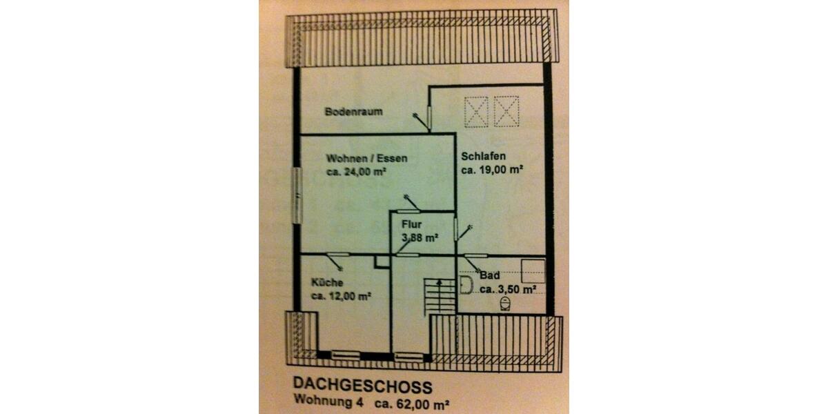 Dachgeschoßwohnung Salzgitter Ortschaft Nord - 2 Zimmer, 62 m&sup2;, 365&euro; | Angebot:25782482