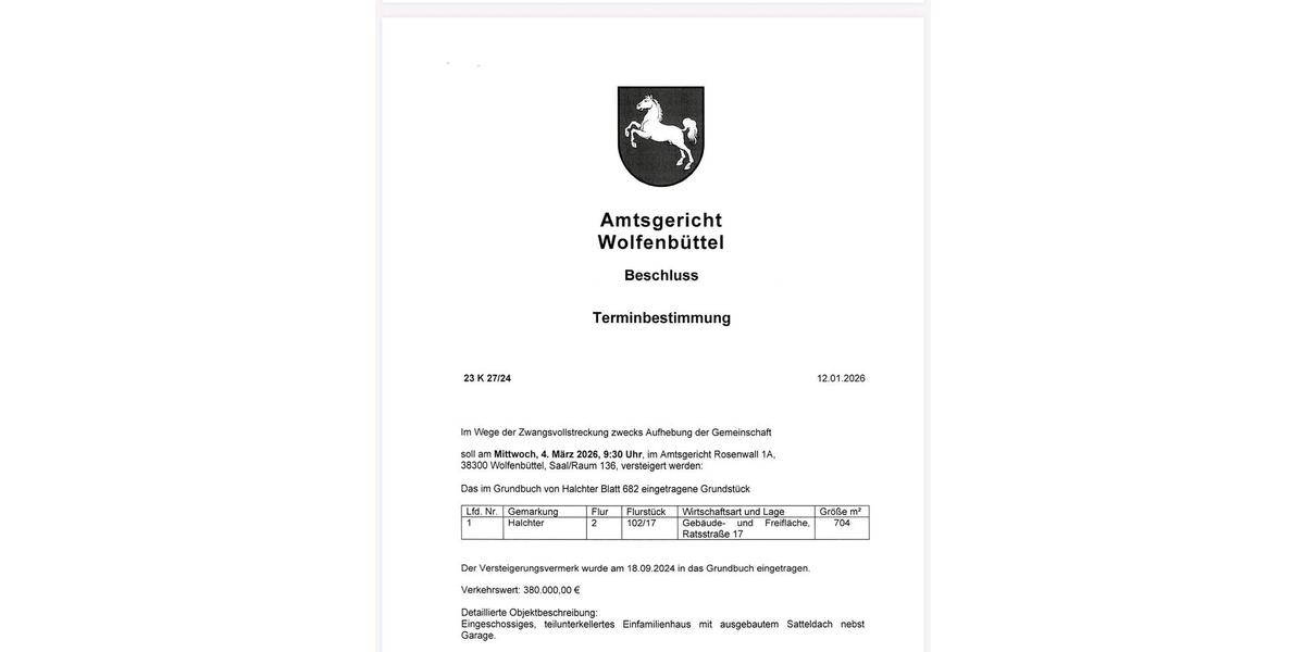 Einfamilienhaus Wolfenbüttel Ahlum - 4 Zimmer, 125 m&sup2;, 300.000&euro; | Angebot:24627092