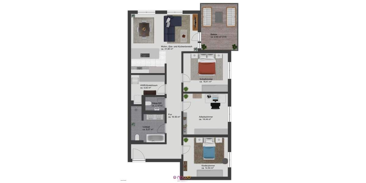 Etagenwohnung Weyhausen - 4 Zimmer, 117 m&sup2;, 335.000&euro; | Angebot:25730850