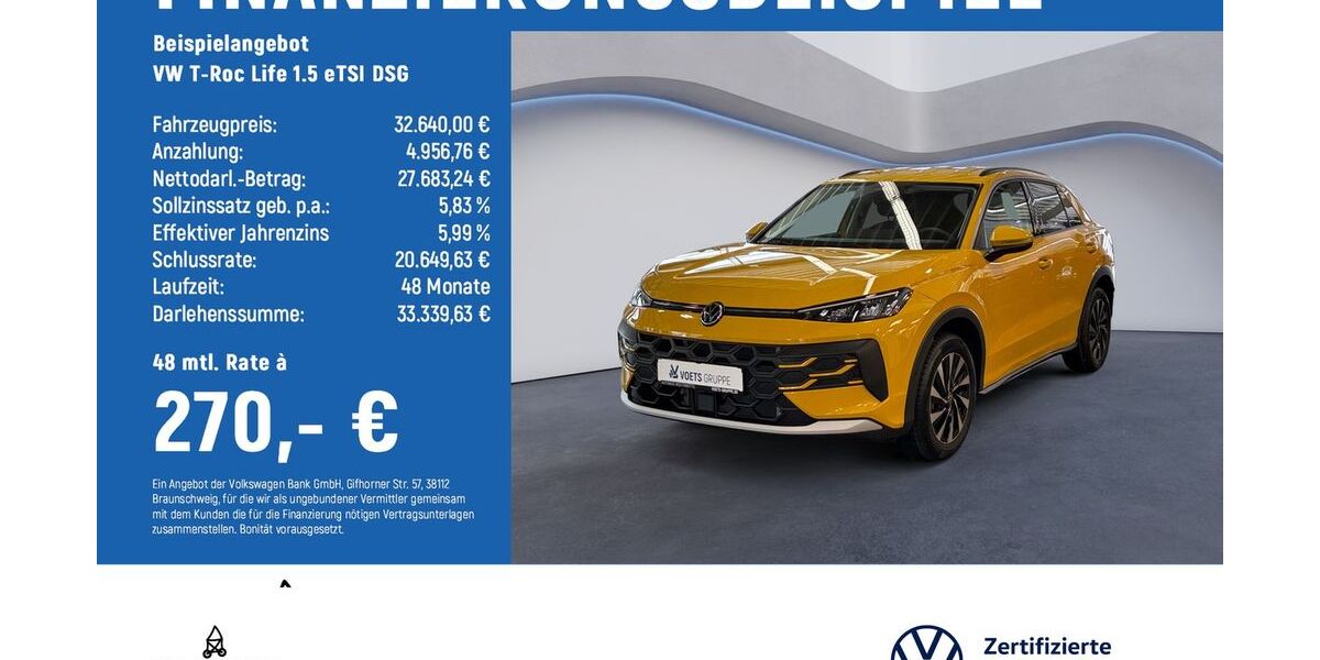 VW T-Roc 6.500 km 32.340 &euro; Wolfenbüttel 38304