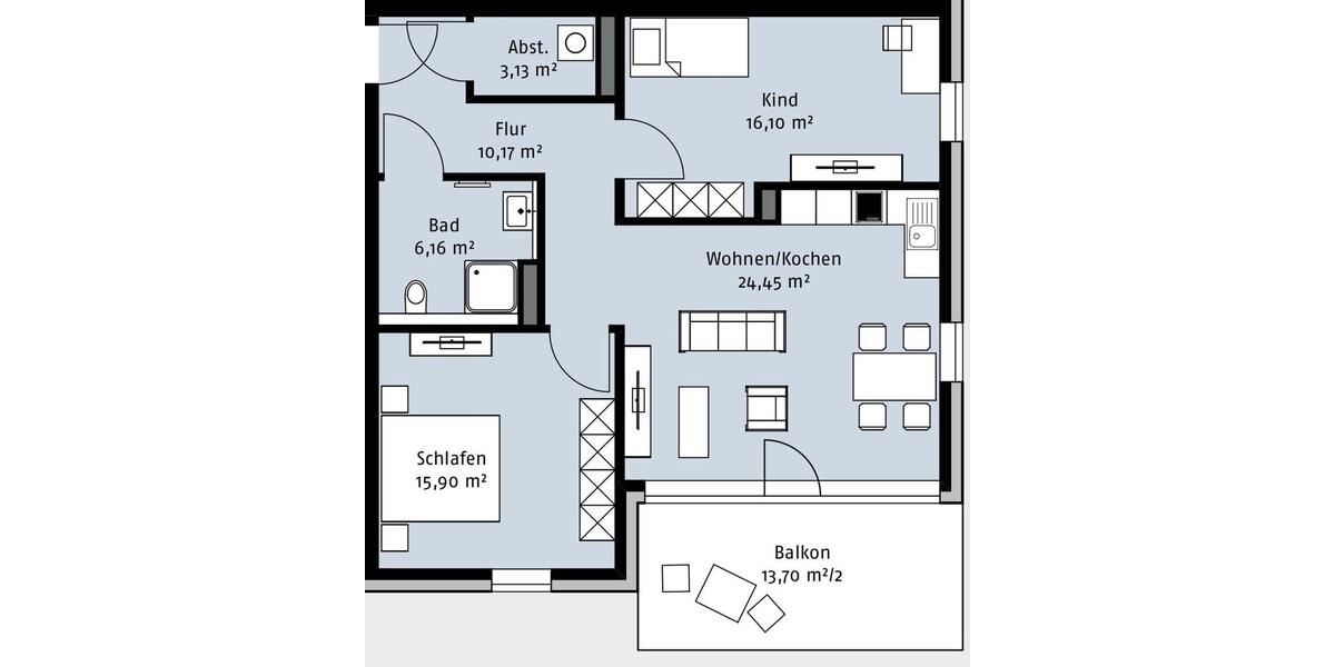 Etagenwohnung Wolfsburg Almke - 3 Zimmer, 82 m&sup2;, 369.000&euro; | Angebot:24196639