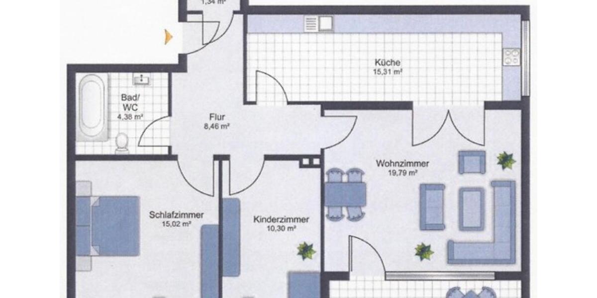 Etagenwohnung Wolfsburg Detmerode - 3 Zimmer, 79 m&sup2;, 159.000&euro; | Angebot:24764776
