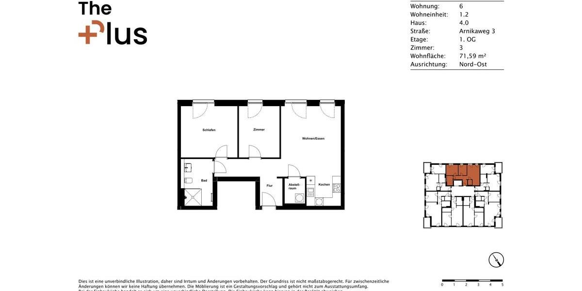 Etagenwohnung Wolfsburg Almke - 3 Zimmer, 72 m&sup2;, 830&euro; | Angebot:25806380