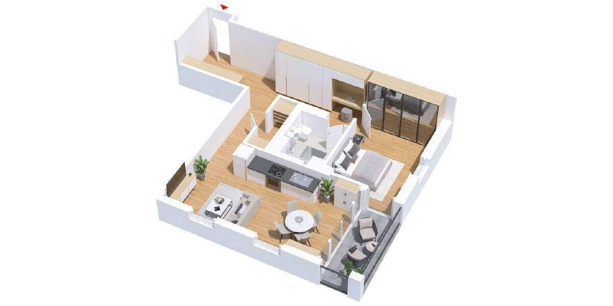 Etagenwohnung Wolfsburg Hellwinkel - 2 Zimmer, 67 m&sup2;, 904&euro; | Angebot:24528828