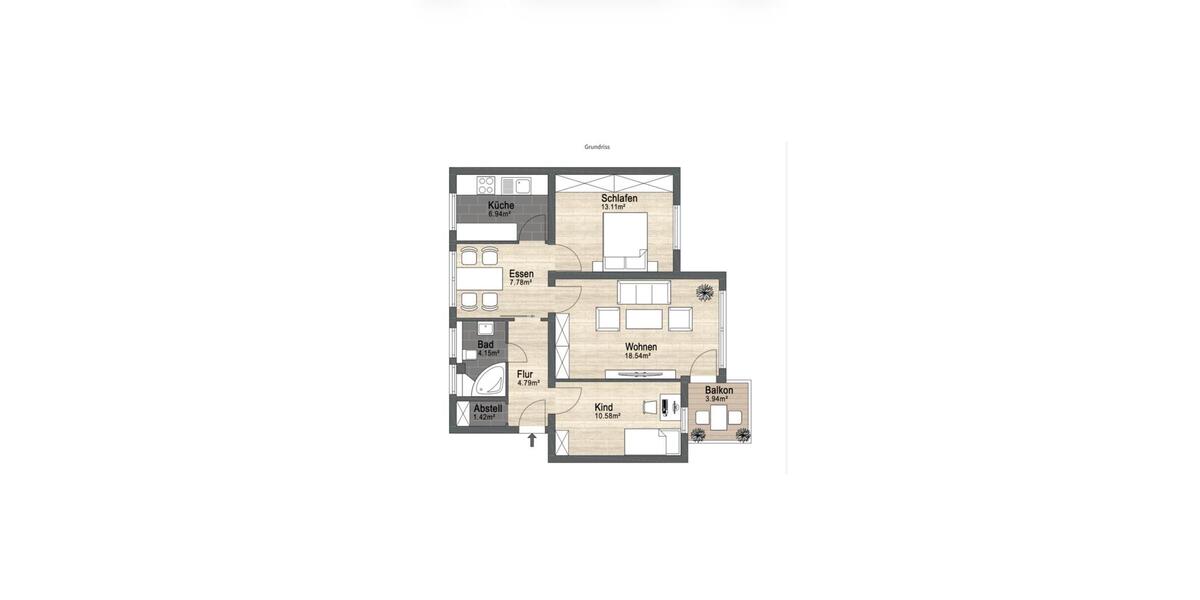 Etagenwohnung Wolfsburg Detmerode - 3.5 Zimmer, 69 m&sup2;, 159.900&euro; | Angebot:25026187