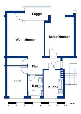 Etagenwohnung Wolfsburg Detmerode - 3 Zimmer, 66 m&sup2;, 543&euro; | Angebot:25430101