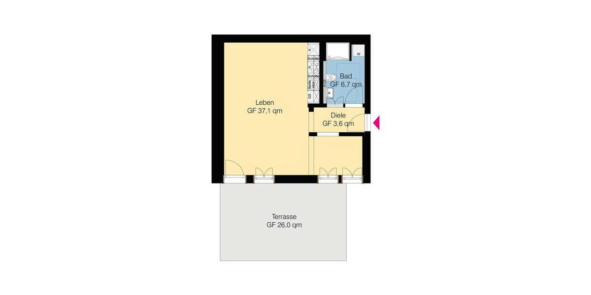 Erdgeschoßwohnung Wolfsburg Ehmen - 1 Zimmer, 60 m&sup2;, 750&euro; | Angebot:25445451
