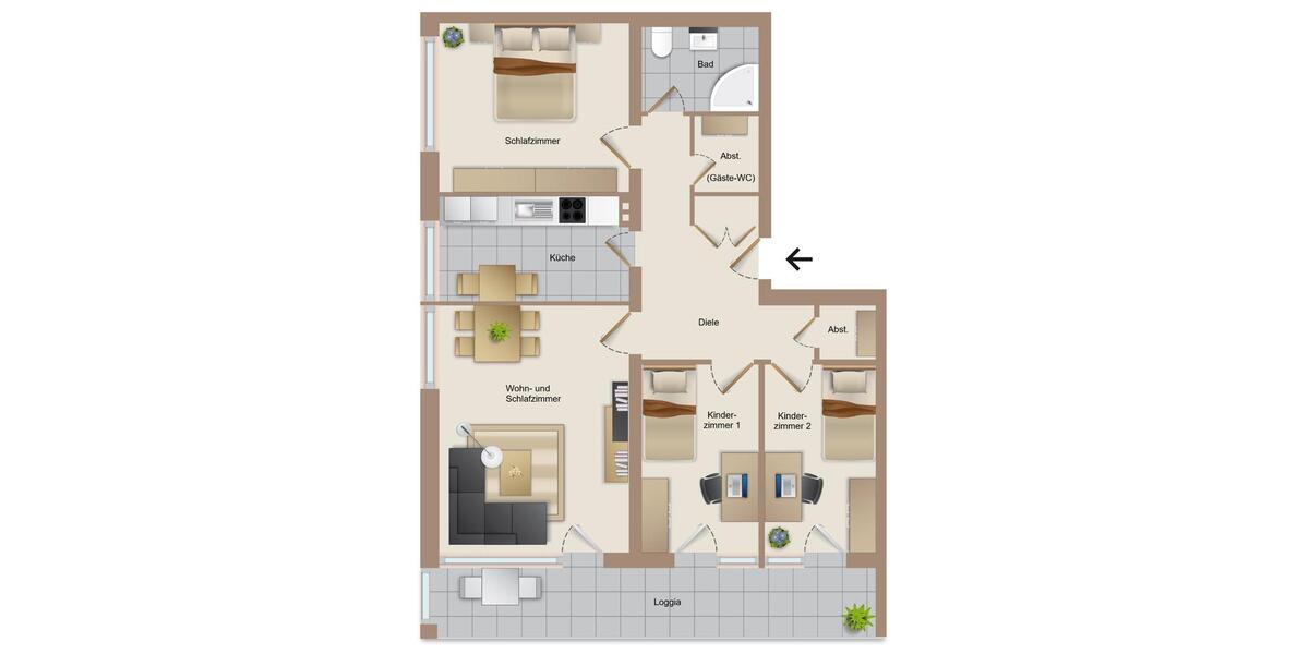 Etagenwohnung Wolfsburg Detmerode - 4 Zimmer, 90 m&sup2;, 165.000&euro; | Angebot:25154667
