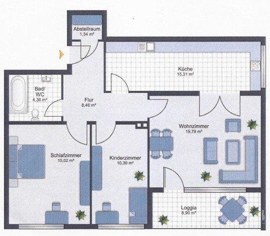 Etagenwohnung Wolfsburg Detmerode - 3 Zimmer, 79 m&sup2;, 159.000&euro; | Angebot:26355580