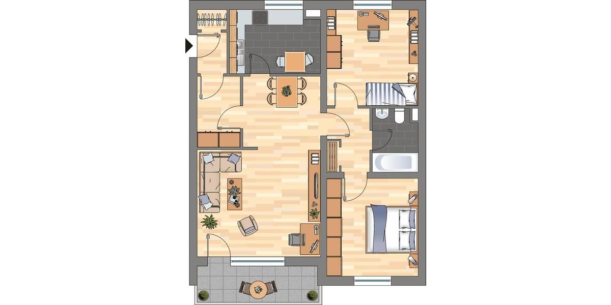 Etagenwohnung Braunschweig Timmerlah-Geitelde-Stiddien - 3 Zimmer, 80 m&sup2;, 646&euro; | Angebot:26003314