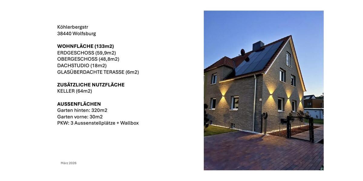 Doppelhaushälfte Wolfsburg - 5 Zimmer, 133 m&sup2;, 1.950&euro; | Angebot:25612679