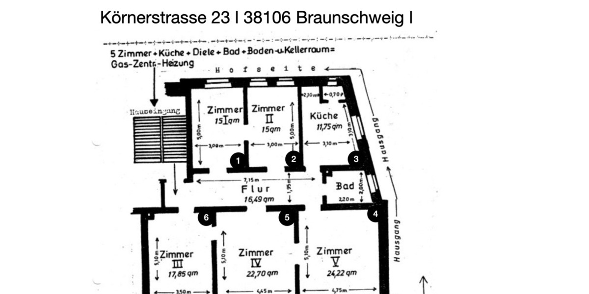 Etagenwohnung Braunschweig Nordstadt - 5 Zimmer, 130 m&sup2;, 1.600&euro; | Angebot:24639441