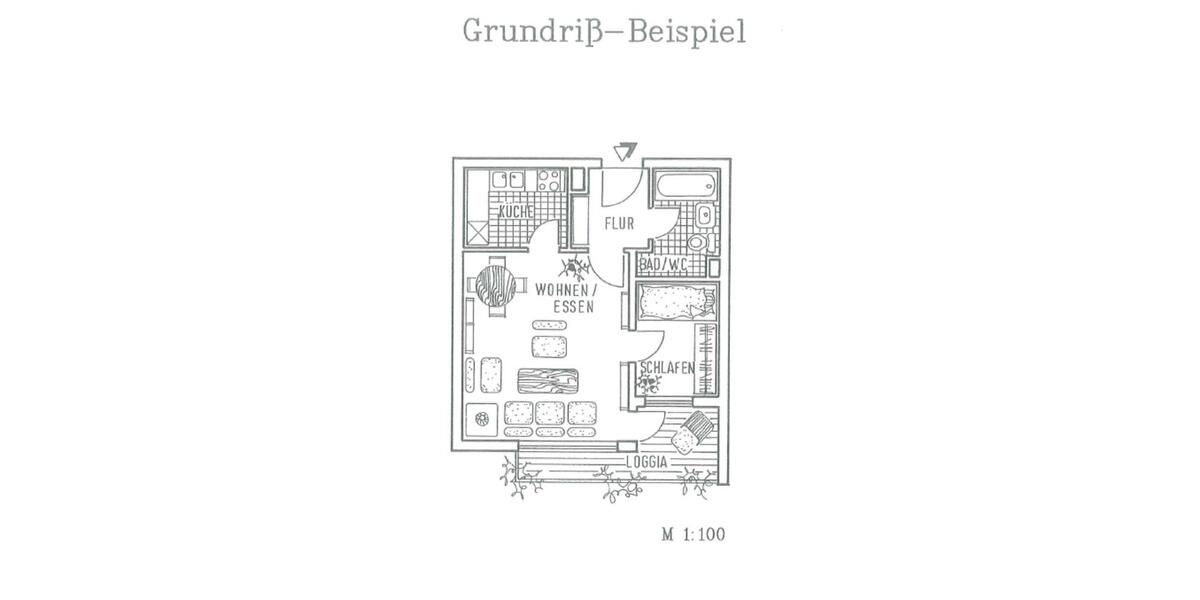 Erdgeschoßwohnung Wolfsburg Detmerode - 2 Zimmer, 43 m&sup2;, 500&euro; | Angebot:25354403