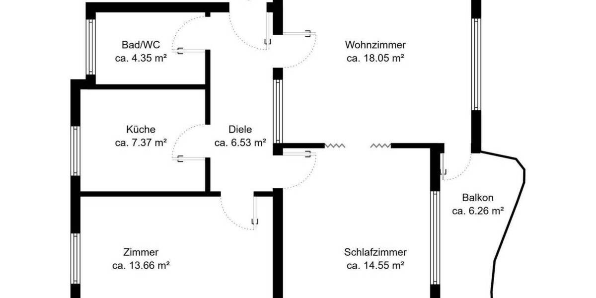 Etagenwohnung Wolfsburg Wohltberg - 3 Zimmer, 67 m&sup2;, 179.000&euro; | Angebot:26027629