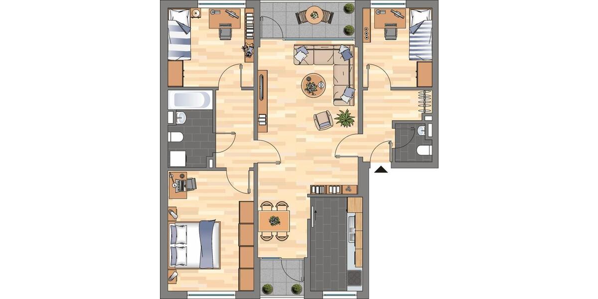 Etagenwohnung Braunschweig Timmerlah-Geitelde-Stiddien - 4 Zimmer, 89 m&sup2;, 722&euro; | Angebot:26561458