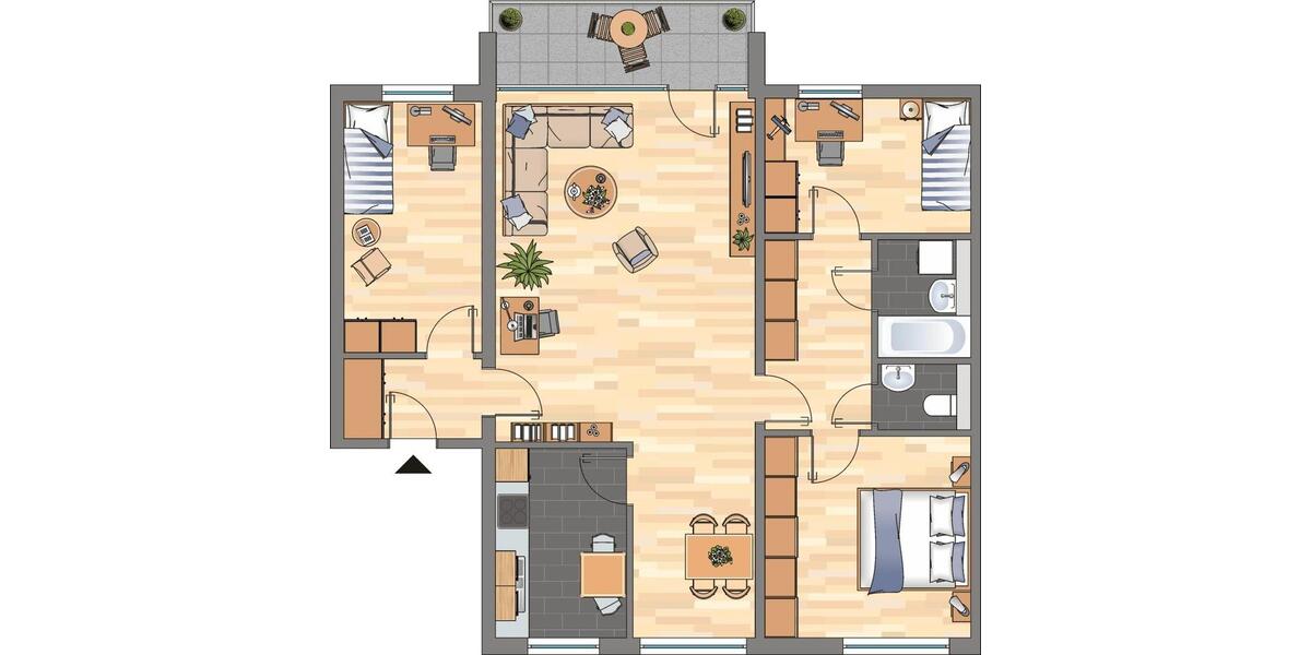 Etagenwohnung Wolfsburg Detmerode - 3.5 Zimmer, 90 m&sup2;, 685&euro; | Angebot:26632531
