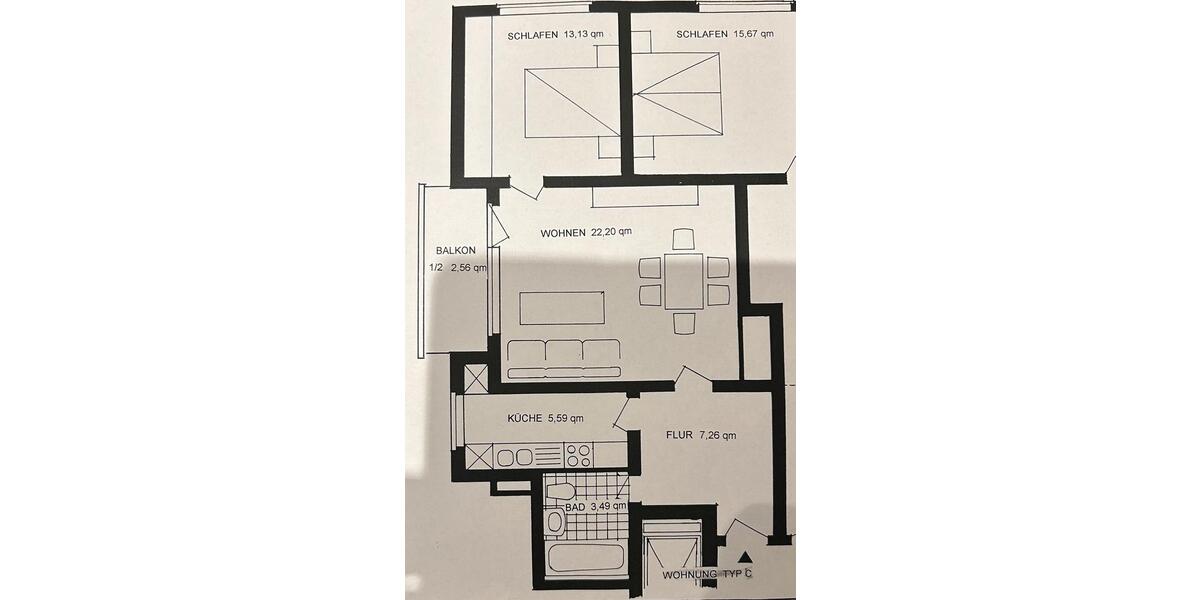 Etagenwohnung Braunschweig Lehndorf-Watenbüttel - 2 Zimmer, 55 m&sup2;, 870&euro; | Angebot:25012455
