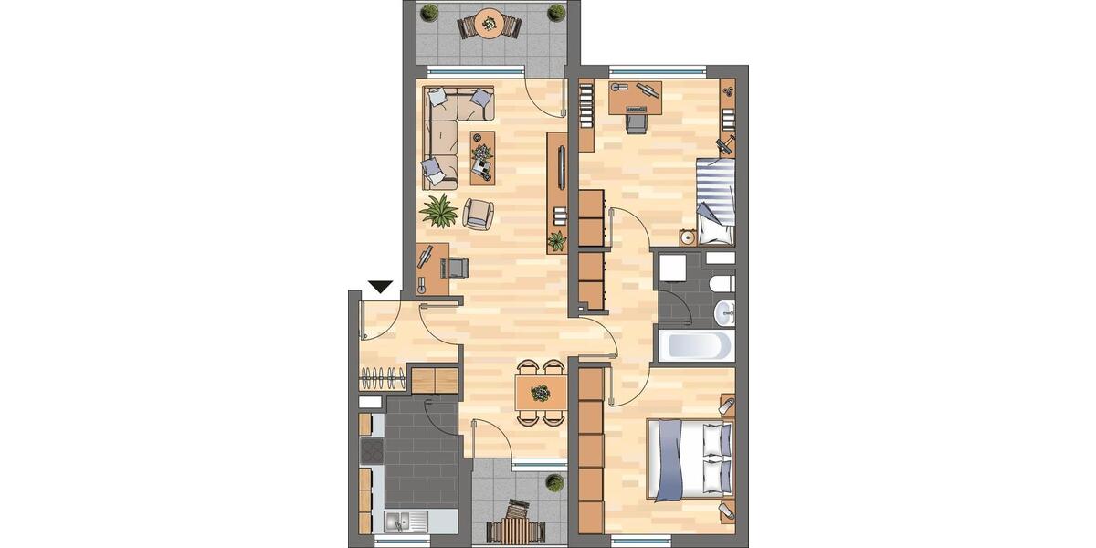 Etagenwohnung Braunschweig Timmerlah-Geitelde-Stiddien - 3 Zimmer, 74 m&sup2;, 599&euro; | Angebot:25989540