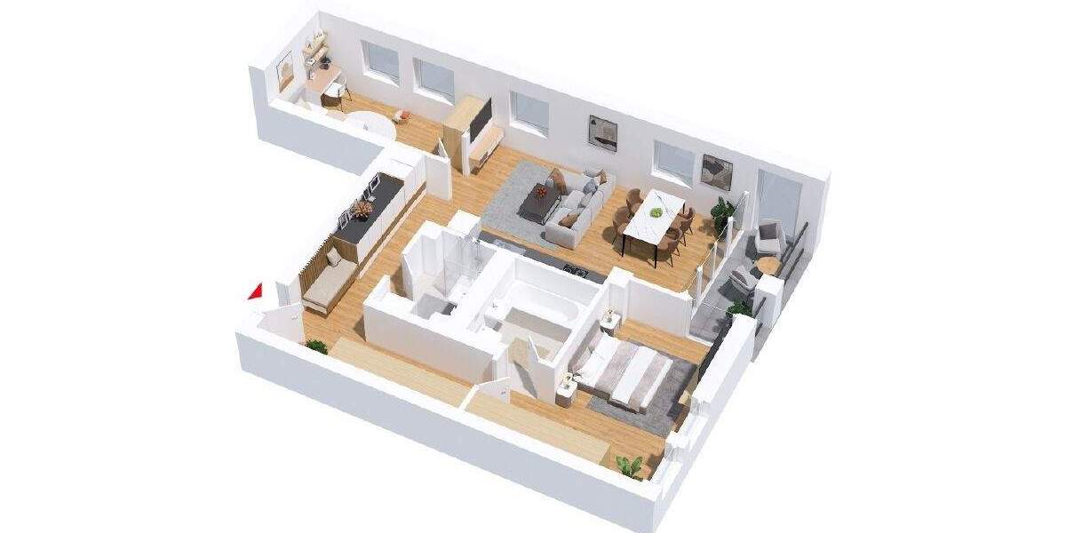 Etagenwohnung Wolfsburg Hellwinkel - 3 Zimmer, 88 m&sup2;, 1.135&euro; | Angebot:25731548