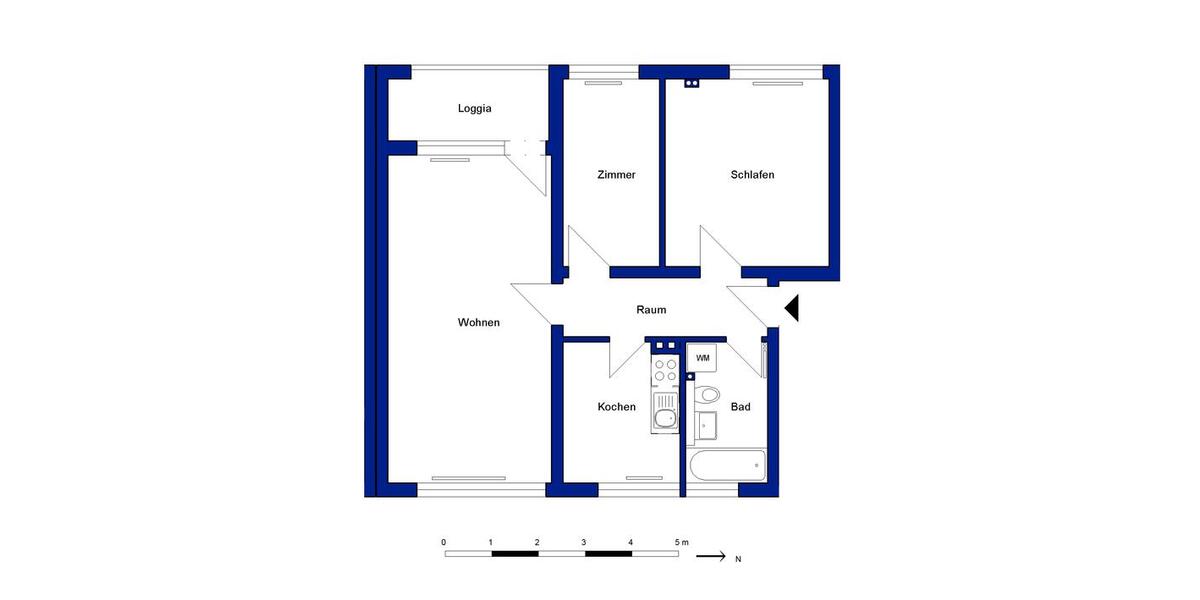 Etagenwohnung Wolfsburg Detmerode - 3 Zimmer, 66 m&sup2;, 581&euro; | Angebot:24877848