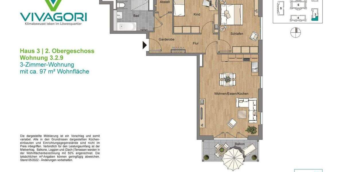 Etagenwohnung Braunschweig Rautheim - 3 Zimmer, 96 m&sup2;, 1.286&euro; | Angebot:25777443