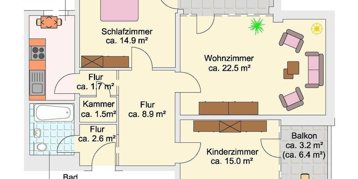 Etagenwohnung Braunschweig Viewegsgarten- Bebelhof - 3 Zimmer, 83 m&sup2;, 903&euro; | Angebot:26908550