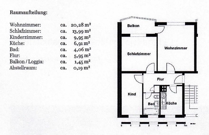 Etagenwohnung Wolfsburg Alt-Wolfsburg - 3 Zimmer, 63 m&sup2;, 590&euro; | Angebot:26697597